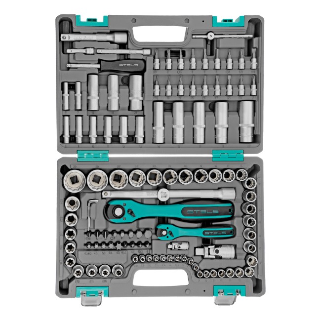 Набор инструментов 1/2", 1/4", CrV 109 предмета Stels Набор инструментов 1/2", 1/4", CrV 109 предмета Stels
