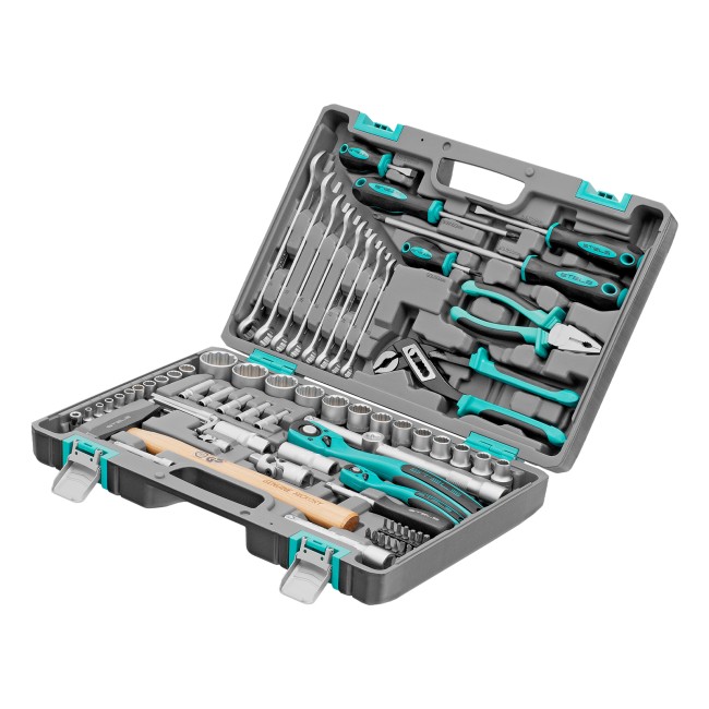Набор инструментов, 1/2", 1/4", CrV 76 предметов Stels Набор инструментов, 1/2", 1/4", CrV 76 предметов Stels