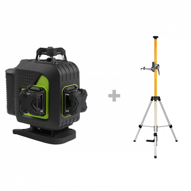 Лазерный уровень RGK PR-4D Green с зеленым лучом + RGK CG-2 - распорная штанга-штатив Лазерный уровень RGK PR-4D Green с зеленым лучом + RGK CG-2 - распорная штанга-штатив