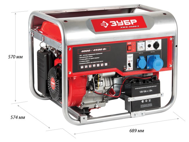 Бензиновый генератор с электростартером ЗЭСБ-4500-Э ЗУБР 4500 Вт Бензиновый генератор с электростартером ЗЭСБ-4500-Э ЗУБР 4500 Вт