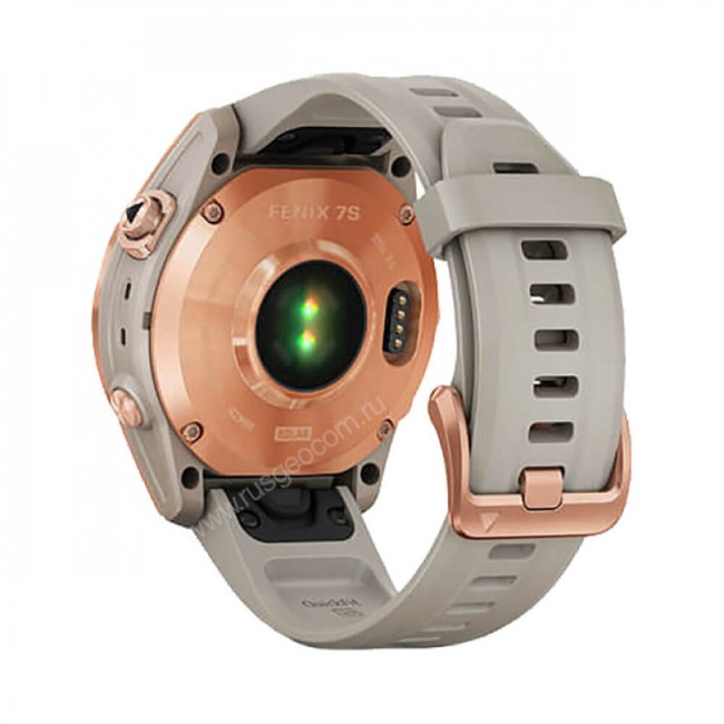 Часы Garmin Fenix 7S Solar цвета розовое золото с песочным силиконовым ремешком Часы Garmin Fenix 7S Solar цвета розовое золото с песочным силиконовым ремешком