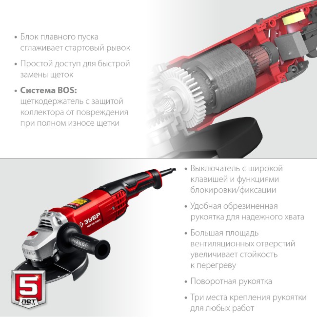 Угловая шлифмашина УШМ-230-2205 П ЗУБР Угловая шлифмашина УШМ-230-2205 П ЗУБР