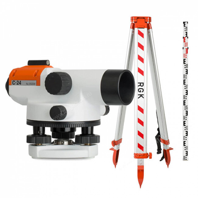 Комплект оптический нивелир RGK C-24 + штатив S6-N + рейка RGK TS-7 Комплект оптический нивелир RGK C-24 + штатив S6-N + рейка RGK TS-7