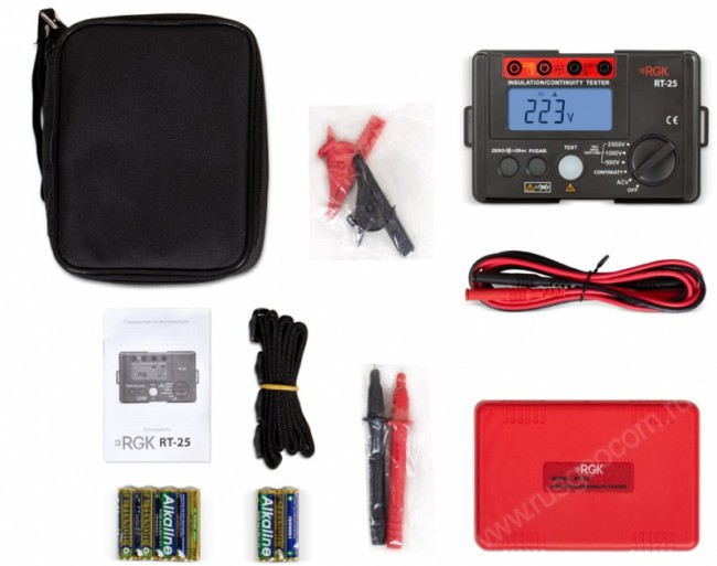 Цифровой мегаомметр RGK RT-25 с поверкой Цифровой мегаомметр RGK RT-25 с поверкой