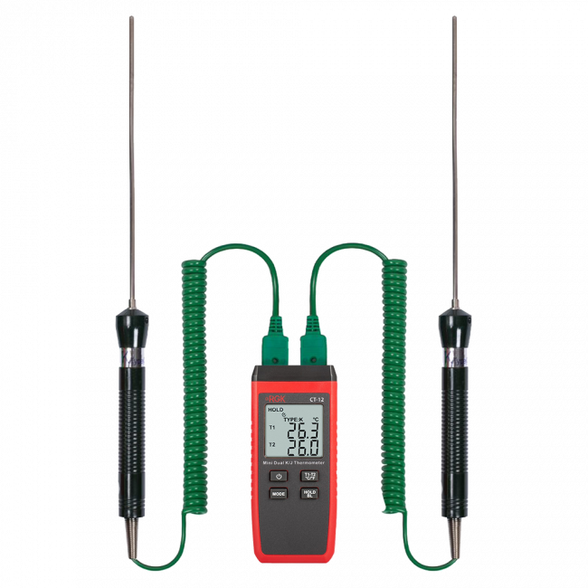 Термометр RGK CT-12 с погружными зондами температуры TR-10W с поверкой Термометр RGK CT-12 с погружными зондами температуры TR-10W с поверкой