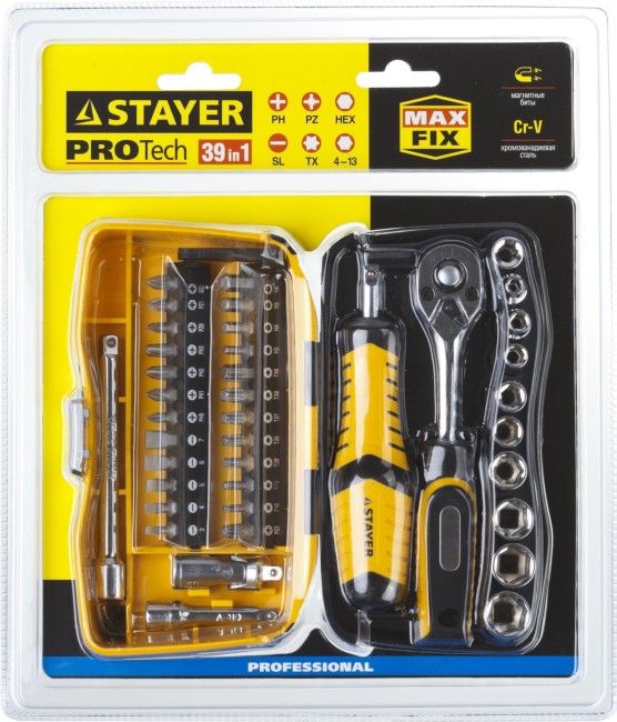 Универсальный набор инструмента STAYER Pro Tech 39 (25135-H39) Универсальный набор инструмента STAYER Pro Tech 39 (25135-H39)