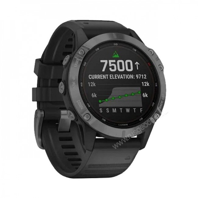 Часы Garmin Fenix 6 Pro Solar серые с черным ремешком Часы Garmin Fenix 6 Pro Solar серые с черным ремешком