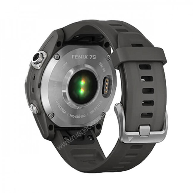 Часы Garmin Fenix 7S серебристый с графитовым силиконовым ремешком Часы Garmin Fenix 7S серебристый с графитовым силиконовым ремешком