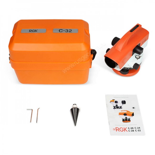 Комплект оптический нивелир RGK C-32 + штатив S6-N + рейка AMO S5 Комплект оптический нивелир RGK C-32 + штатив S6-N + рейка AMO S5