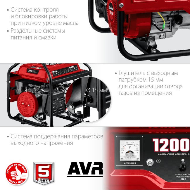 Бензиновый генератор СБ-1200 ЗУБР Бензиновый генератор СБ-1200 ЗУБР