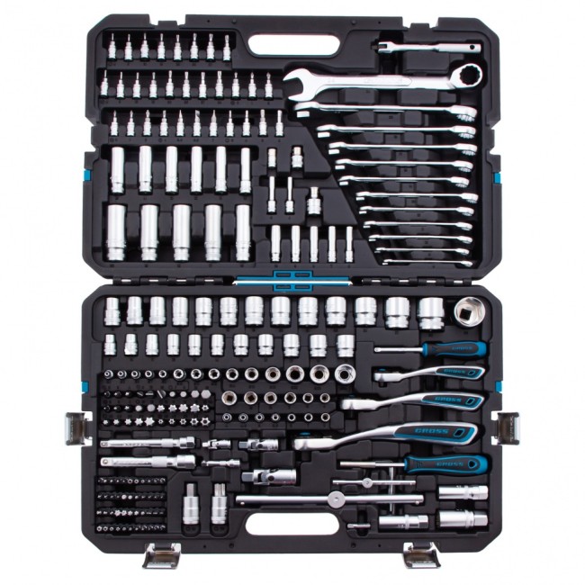 Набор инструментов 1/2", 3/8", 1/4" CrV 216 предметов Gross Набор инструментов 1/2", 3/8", 1/4" CrV 216 предметов Gross