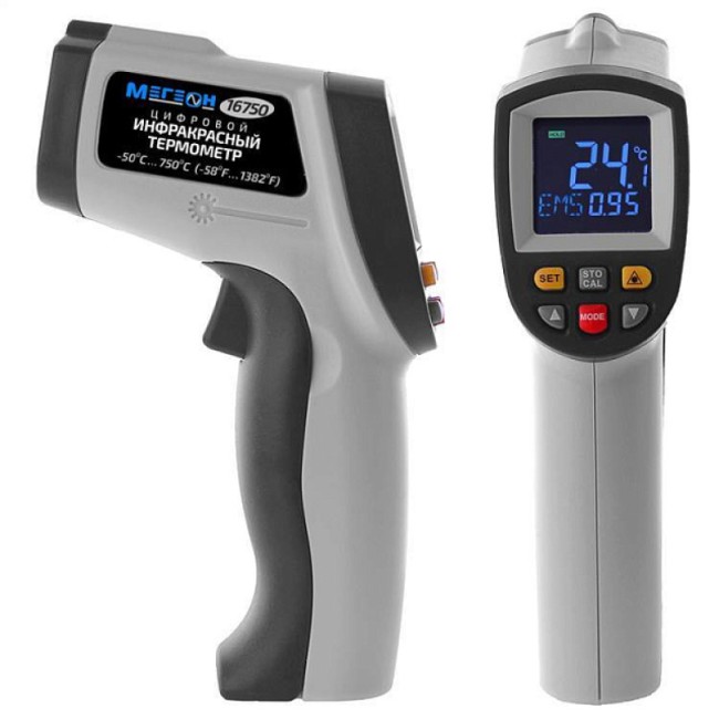 Инфракрасный измеритель температуры с цветным дисплеем МЕГЕОН 16750 Инфракрасный измеритель температуры с цветным дисплеем МЕГЕОН 16750