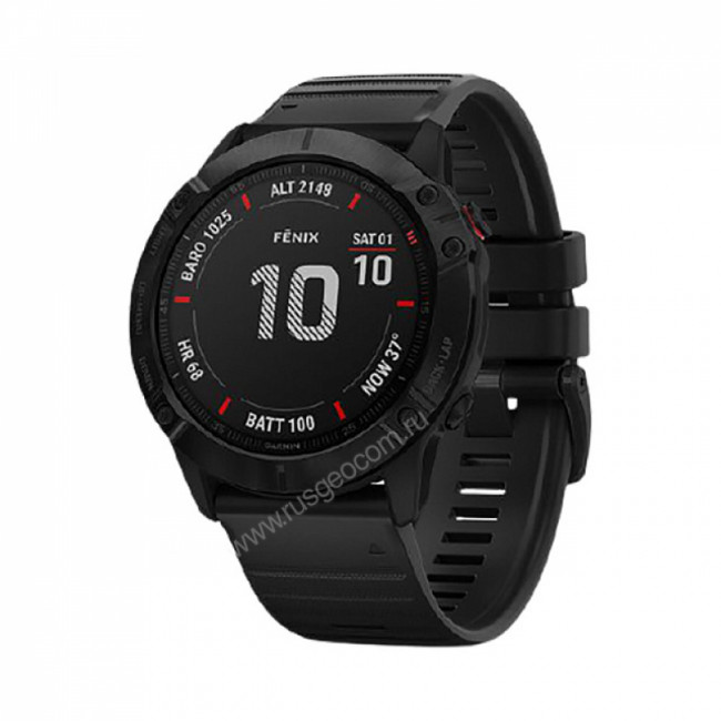 Часы Garmin Fenix 6X Pro черные с черным ремешком