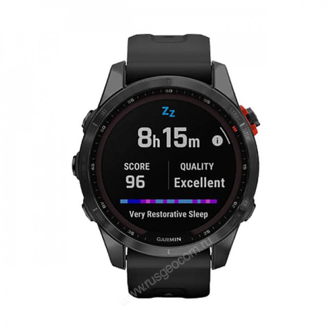 Часы Garmin Fenix 7S Solar серый с черным силиконовым ремешком Часы Garmin Fenix 7S Solar серый с черным силиконовым ремешком