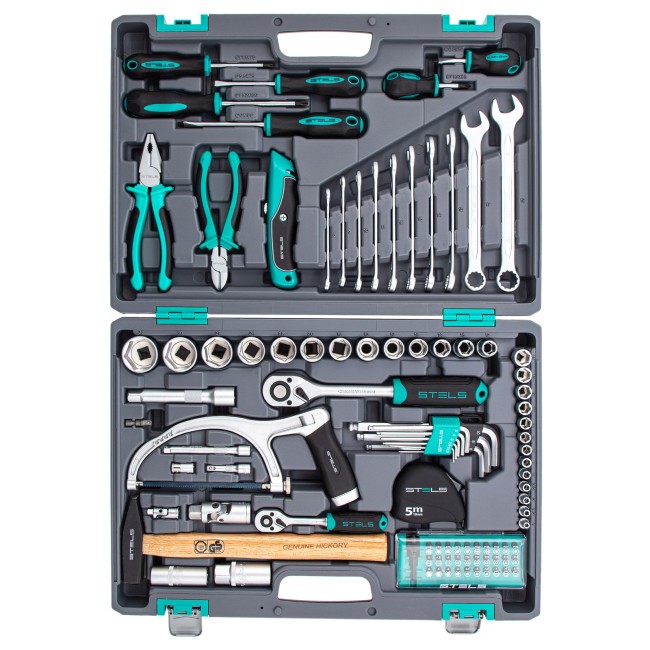 Набор инструментов 1/2", 1/4", CrV 98 предметов Stels Набор инструментов 1/2", 1/4", CrV 98 предметов Stels